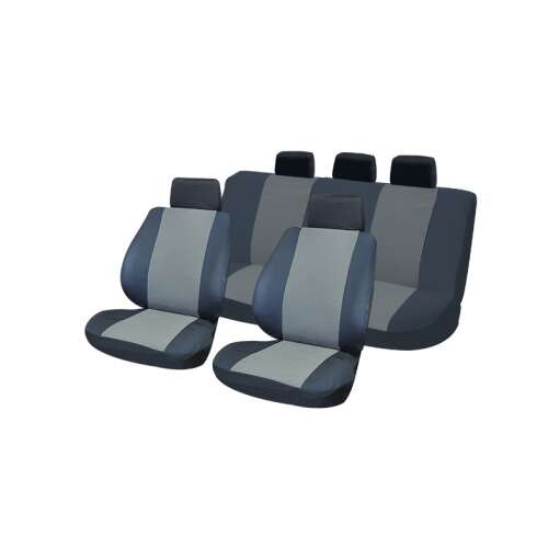 Set de huse pentru scaune auto gri deschis, set complet pentru scaunele din față și din spate cu tetiere