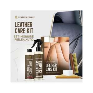 Leather Expert Leather Care Kit, car leather cleaner and conditioner set with brush, sponge and microfiber cloth - Car Care Tool