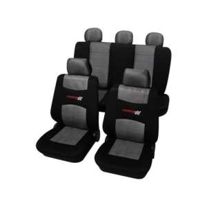 Carbon Petex Black universal car seat covers, set of 5, black and grey, with checkered flag logo - Nonbrand Car seat cover