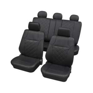 Huse universale pentru scaune auto Petex negre, set de 5, piele ecologică, model diamant - Nonbrand Huse pentru scaune auto
