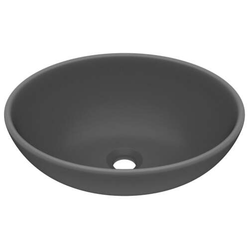 vidaXL ovális matt sötétszürke kerámia luxus mosdókagyló 40 x 33 cm