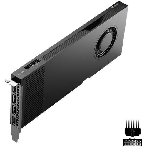 PNY Quadro RTX 4000 Ada 20GB grafikus kártya, fekete, ferde nézet