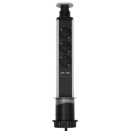 Home Süllyesztett elosztó USB töltőaljzatokkal NVE 3/USB, rejtett elosztó nve3/usb konyhapultba építhető rejtett elosztó, 3 dugalj,2 usb, munkalapba építhető irodai, és háztartási használatra, 3AS ELOSZTÓ, ASZTALBA SÜLLYESZTHETŐ, 2XUSB 