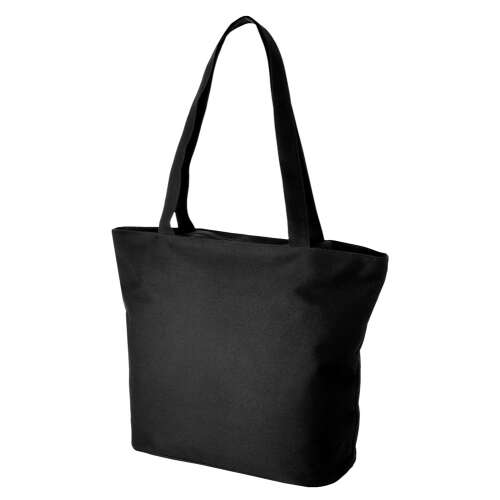 Fekete cipzáras bevásárlótáska, tökéletes bevásárláshoz, strandoláshoz vagy rendezvényekhez