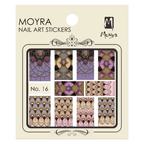 Moyra Körömmatrica No.16 - Páva-tollas és Geometrikus Minták