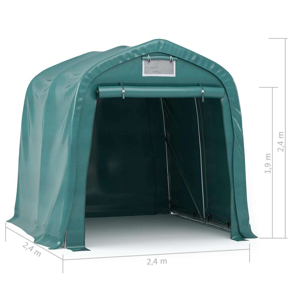 vidaXL zöld PVC sátorgarázs 2,4 x 2,4 m