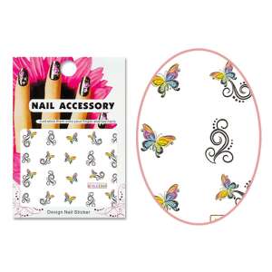 Színes pillangós körömmatricák, köröm díszítő matricák, köröm matricák, köröm kiegészítők, köröm design matricák, Matrica - BLE-2360 - Körömmatrica