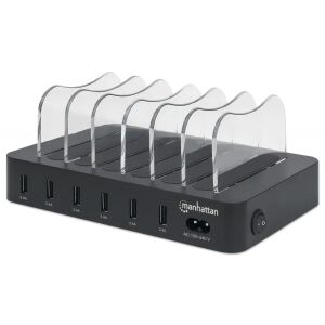 Stație de încărcare USB Manhattan cu 6 porturi - 50W, încărcător multi-dispozitiv - Încărcător de telefoane