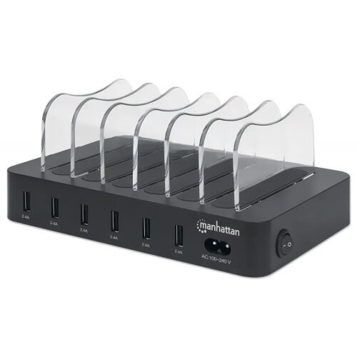 Stație de încărcare USB Manhattan cu 6 porturi - 50W, încărcător multi-dispozitiv