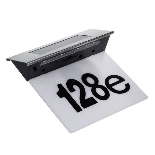 Solarna lampa LED z numerem domu  Maclean, IP44, 1W, 100lm, 6000K, akumulator 600 mAh, 2,5V DC 70mA,  MCE423