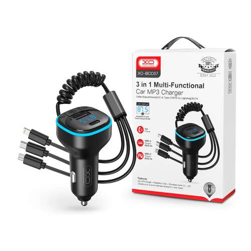 XO XO835478 Szivargyújtó töltő - USB / Type-C - Fekete (5V/3.1A)