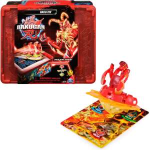 Zestaw Spin Master Bakugan 2023 Baku-Tin z Bakuganem ze Specjalnym Atakiem Mantid, zawiera metalową puszkę, Bakugana, karty kolekcjonerskie, specjalne pierścienie mocy ataku i planszę do gry - Spin Master Figurka bajkowego bohatera