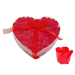 Szív alakú dobozban 24 darab piros szappanrózsa, tökéletes Valentin-napra vagy bármilyen különleges alkalomra - Ajándék ötlet Valentin-napra