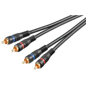 Goobay 50433 RCA kábel, 2x RCA - 2x RCA, árnyékolt, 20cm, fekete - RCA kábel
