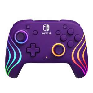 PDP Afterglow Wave, Nintendo Switch/Lite/OLED, RGB LED Lighting, Purple, Wireless Controller