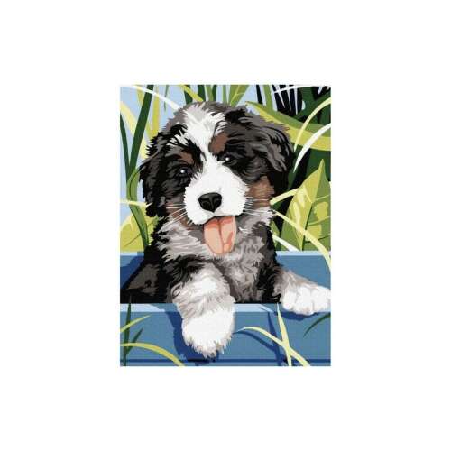 Paint by numbers kit, cute puppy in a box, 40x30cm