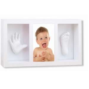Cangaroo 3D baba lenyomat készítő képkerettel, fehér keret három nyílással a baba kéz, láb és fotó számára - Cangaroo