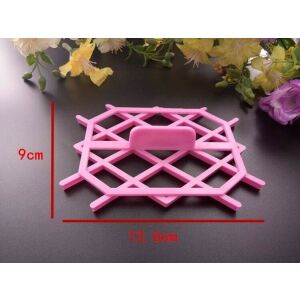 Forma na zdobenie torty Mriežkový vzor, šablóna na zdobenie tort s mriežkovým vzorom, ružový plast, 12.6x9cm - Pomôcky na dekoráciu koláčov