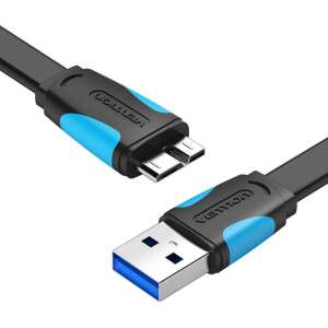 Kábel Vention VAS-A12-B100 1m plochý USB 3.0 A na Micro-B, čierny - USB káble