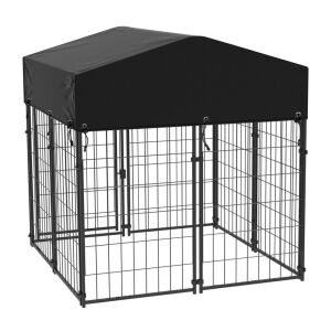 Canisa metalica de exterior pentru caini cu acoperis textil rezistent la UV 142052157 - Petshop