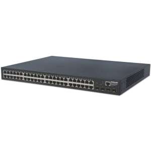 Intellinet 561334 Switch Gigabit Ethernet web-administrat 48 de porturi cu 4 porturi SFP, negru, vedere din față - Intellinet Switch-uri