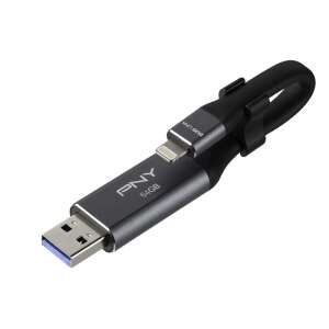 PNY Duo-Link 3.0 USB flash meghajtó 64 GB USB Type-A / Lightning 3.2 Gen 1 (3.1 Gen 1) Szürke 91274341 