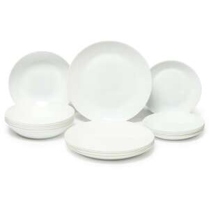Arcopal Zelie 18-teiliges weißes Geschirr-Set, enthält Speiseteller, Salatteller und Schalen - Küche & Essen