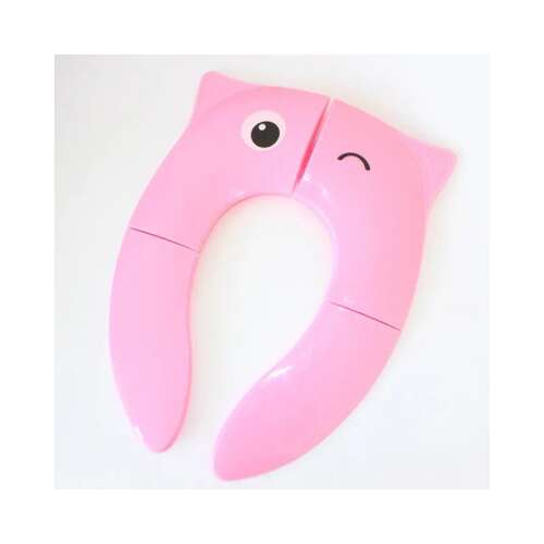 Összehajtható WC szűkítő gyerekeknek, rózsaszín macska mintával