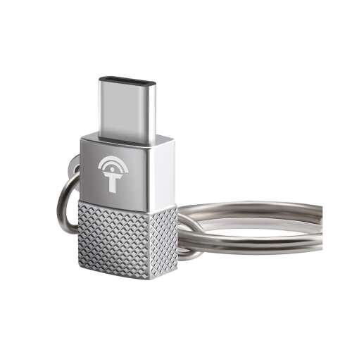 Rocketek Professional Micro-USB auf Typ-C OTG-Adapter mit Schlüsselanhänger, silber