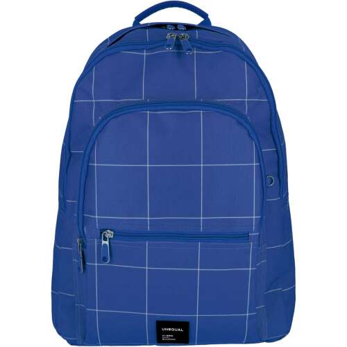Unequal Azul ergonomikus hátizsák gyerekeknek, kék fehér rácsos mintával
