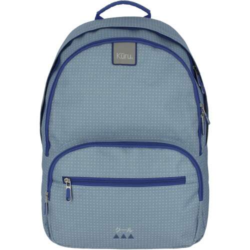 Hunter Kuru ergonomikus hátizsák gyerekeknek, kék fehér pöttyökkel, kék díszítéssel