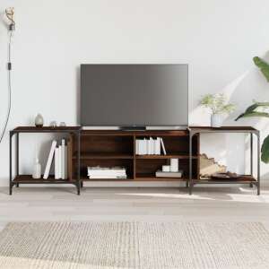 vidaXL barna tölgy színű szerelt fa TV szekrény 203 x 37 x 50 cm 90023324 