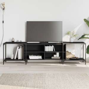 vidaXL fekete szerelt fa TV-szekrény 203 x 37 x 50 cm 90032424 