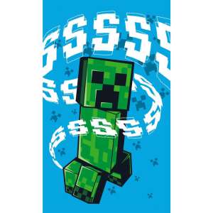 Minecraft Creeper kéztörlő, 30x50cm, kék háttérrel - Minecraft