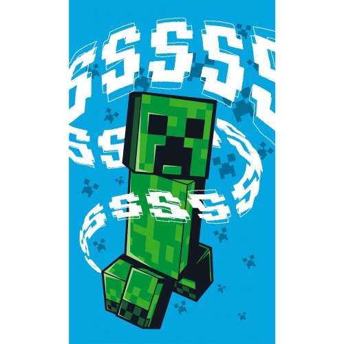 Minecraft Creeper kéztörlő, 30x50cm, kék háttérrel