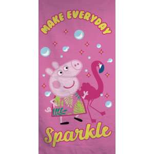 Ręcznik kąpielowy Peppa Pig Sparkle, różowy, 70x140cm, Peppa Pig z flamingiem - Peppa Pig