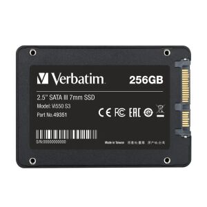 Verbatim Vi550 S3 256GB SSD back view with connectors - Computers and Accessory