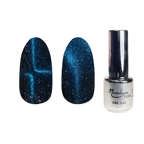 Moonbasa Nails Magic Eye gél lakk #786 Yule, csillogó kék macskaszem hatás - MoonbasaNails