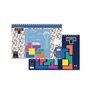 Tetris Skizzenbuch mit Stickern und Schablone, 40 Seiten, enthält Sticker und Lineal - Kinderheft mit Stickern
