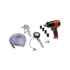 Einhell 10-teiliges Kompressorensatz, beinhaltet Schlagschrauber, Blaspistole, Reifenfüller, Schlauch und Zubehör - Einhell