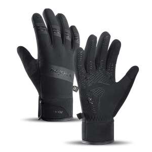 Black insulated sport phone gloves, size XL, for winter sports, touchscreen compatible - For man