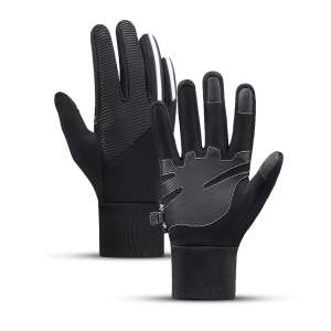 Black insulated touchscreen sport gloves for men, size XL - For man