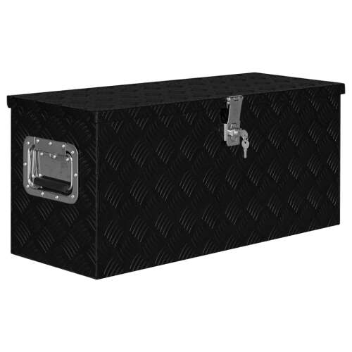 vidaXL 80 x 30 x 35 cm fekete alumínium szerszámosláda zárral és kulcsokkal - Szerszámos láda és táska