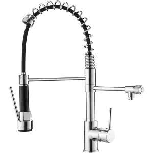 EJ Products Konyhai Csaptelep - Króm/Fekete - Zuhanyfunkcióval 90079967 - Nonbrand Csaptelep