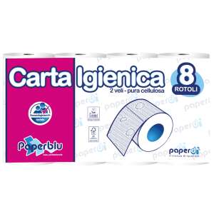8 tekercses Paperblu Carta Igienica 2 rétegű toalettpapír, 100% cellulóz - Paperdi