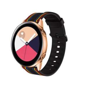 Fekete és színes csíkos szilikon okosóra szíj Samsung Galaxy Watch 46mm, Watch GT2 46mm, Watch GT 2e, Gear S3 Frontier, Honor MagicWatch 2 46mm órákhoz - Okosóra szíj
