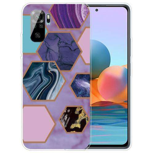 Lila márvány mintás szilikon telefontok Xiaomi Redmi Note 10, Note 10S és Poco M5s modellekhez - Telefontok
