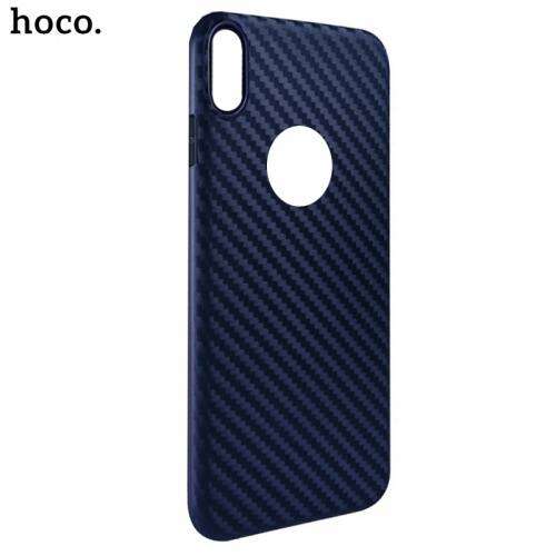 HOCO DELICATE SHADOW szilikon tok Apple iPhone XS Max-hez, sötétkék, karbon mintával