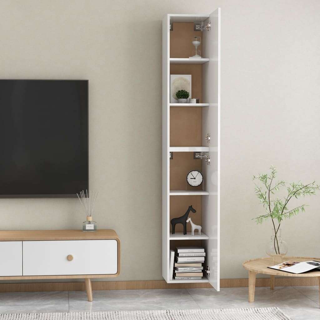 vidaXL 2 db magasfényű fehér forgácslap TV-szekrény 30,5 x 30 x 90 cm
