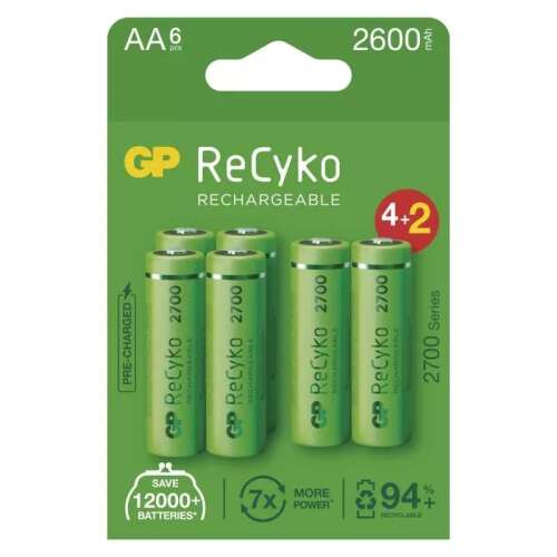 GP Recyko+ 2600mAh Ni-Mh ceruza akkumulátor bl/4+2